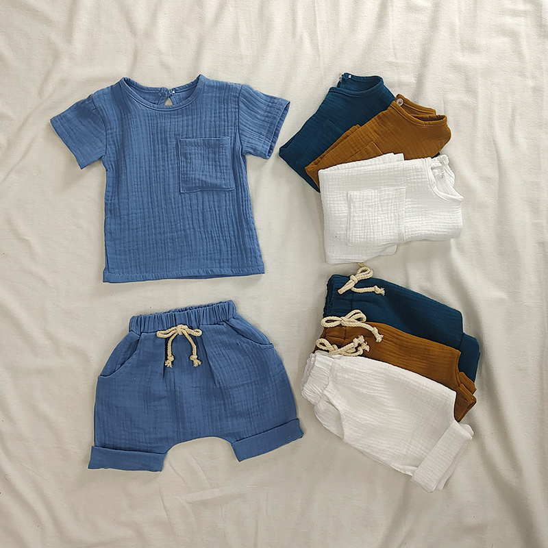 Baby Clothing Bundles - 赤ちゃん用コットンTシャツ,夏服セット,トップスとショーツ,カジュアル,ユニセックス,2枚