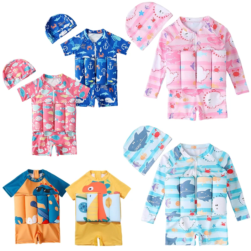 Baby Clothing Bundles - 子供の浮力水着漫画プリント水着子供ワンピースフローティングラッシュガード水着男の子女の子水泳スーツ