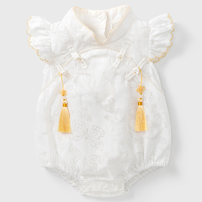 Baby Clothing Bundles - 新生児用ノースリーブコットンボディスーツ,女の子用ホワイトベビーウェア,チャイニーズスタイル,かわいい写真,ワンピースファッション,夏,BC469