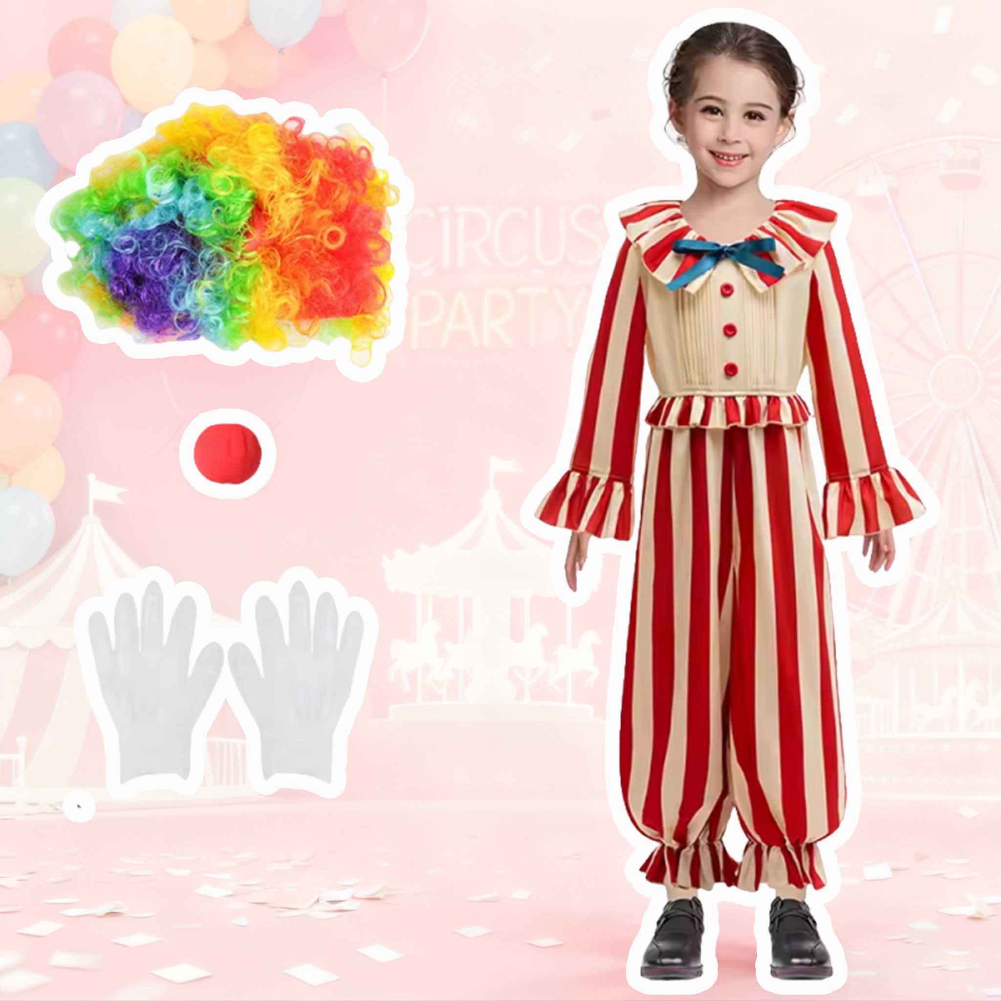Baby Clothing Sets Boy - ハロウィンピエロ衣装ベビーガールズボーイズコスプレハロウィンコスチューム子供レッドストライプピエロ服フェスティバルパーティーステージパフォーマンス