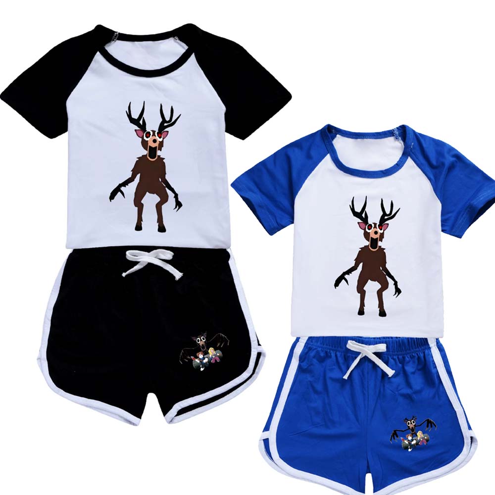 99 夜の森鹿パジャマセット夏子供半袖 Tシャツパジャマパジ - Baby Clothing Night のレビューと価格