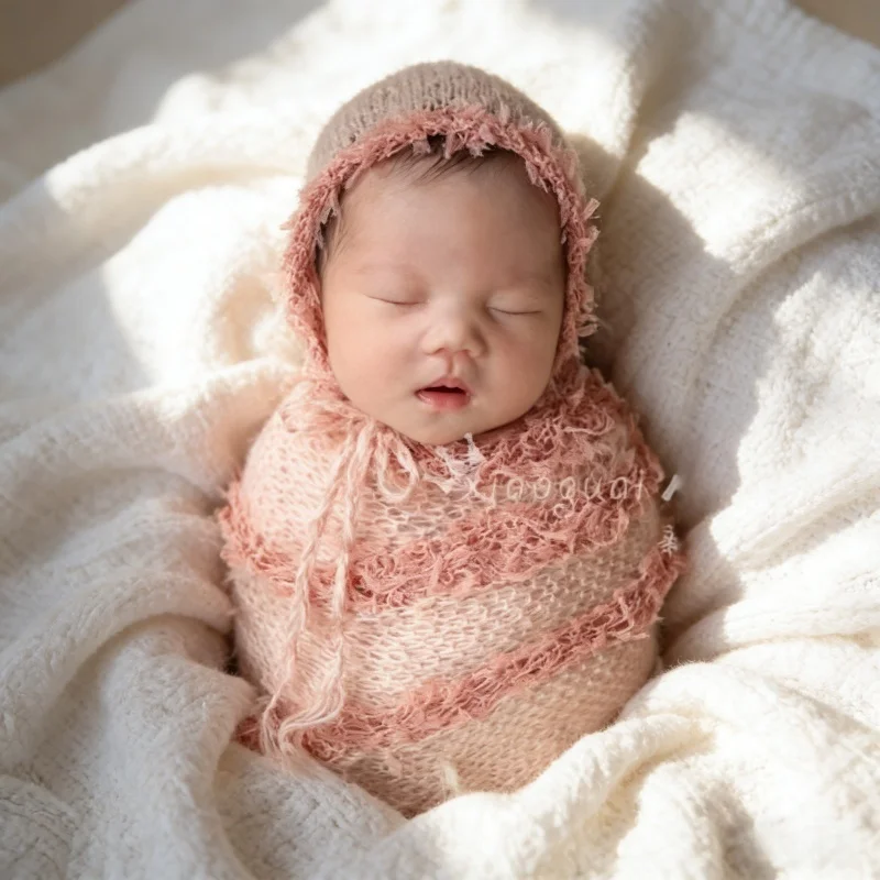 赤ちゃんの写真撮影用小道具モヘアレース糸ラッピングクロス帽子 - Baby Clothing Yarn のレビューと価格