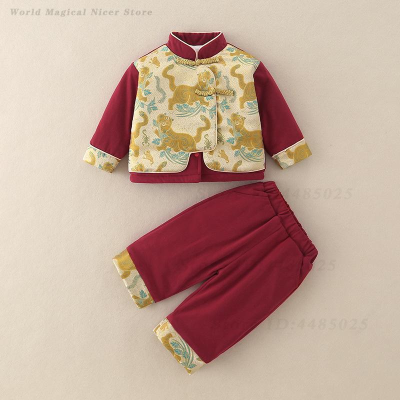 秋冬厚手の唐スーツ子供伝統的な中国衣装漢服長袖オリエンタル衣 - Baby Clothing Sets Boy のレビューと価格