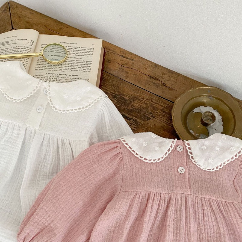 女の赤ちゃんのためのレースの襟付きワンピースロンパース新生児 - Baby Clothing Bundles のレビューと価格