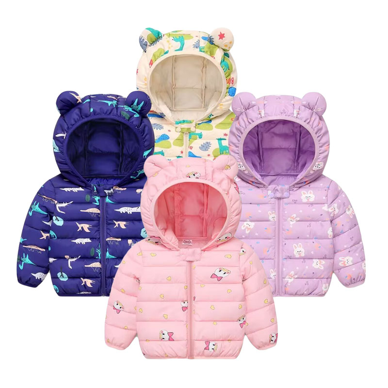子供の綿のコート赤ちゃん漫画ダウンジャケット男の子フード付き - Baby Clothing Zipper のレビューと価格